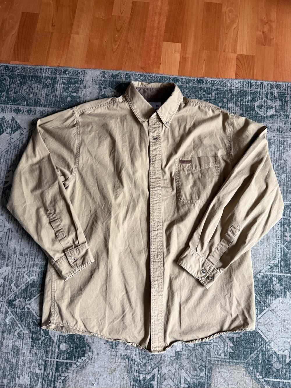 Vintage Carhartt Shirt Mens Large Button Up Workwear Midweight Khaki Large